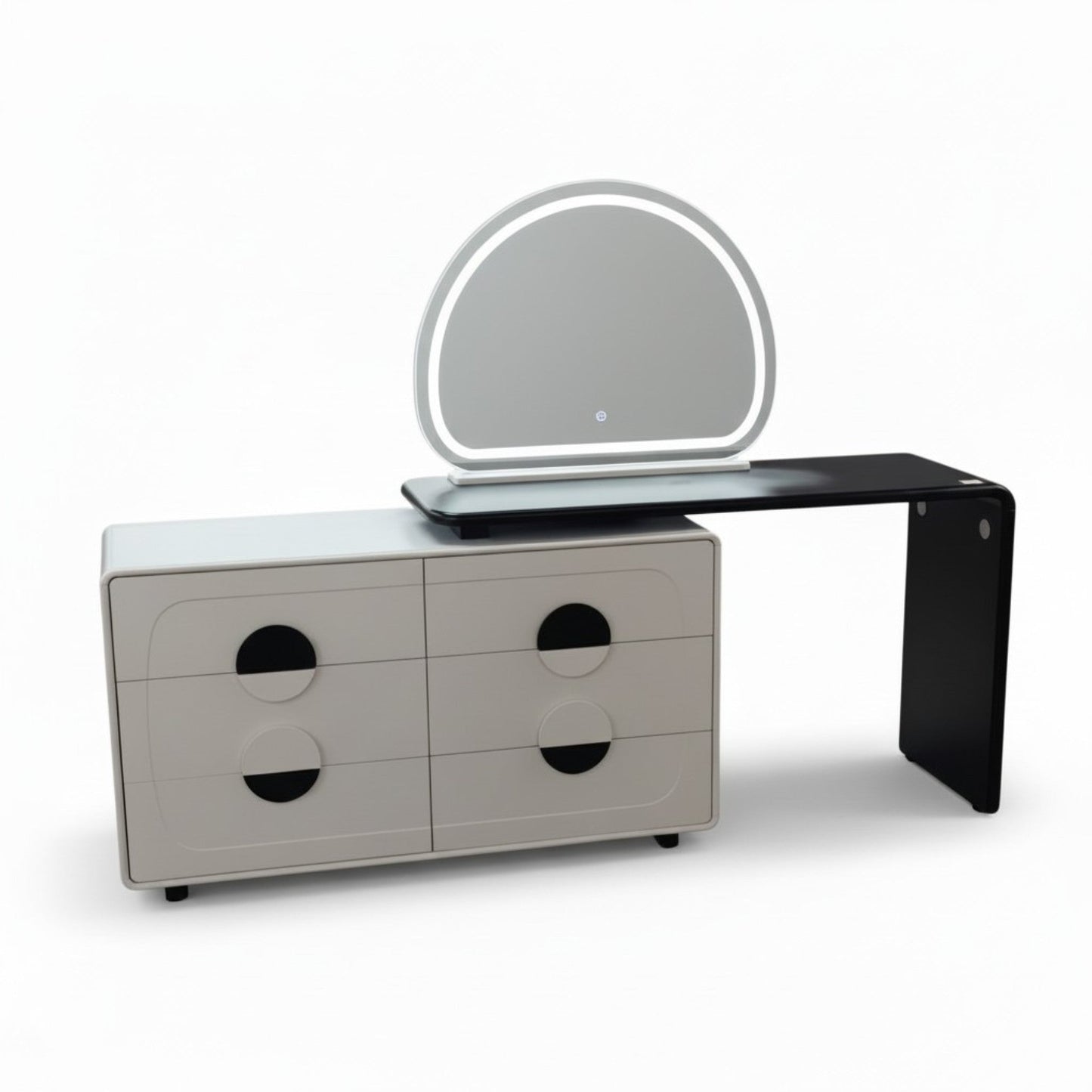 LED Dressing Table Black & Cream