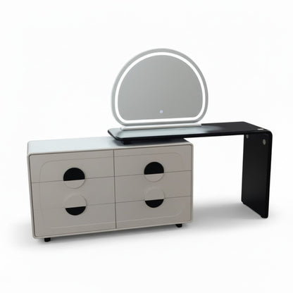 LED Dressing Table Black & Cream