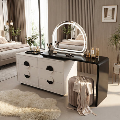 LED Dressing Table Black & Cream