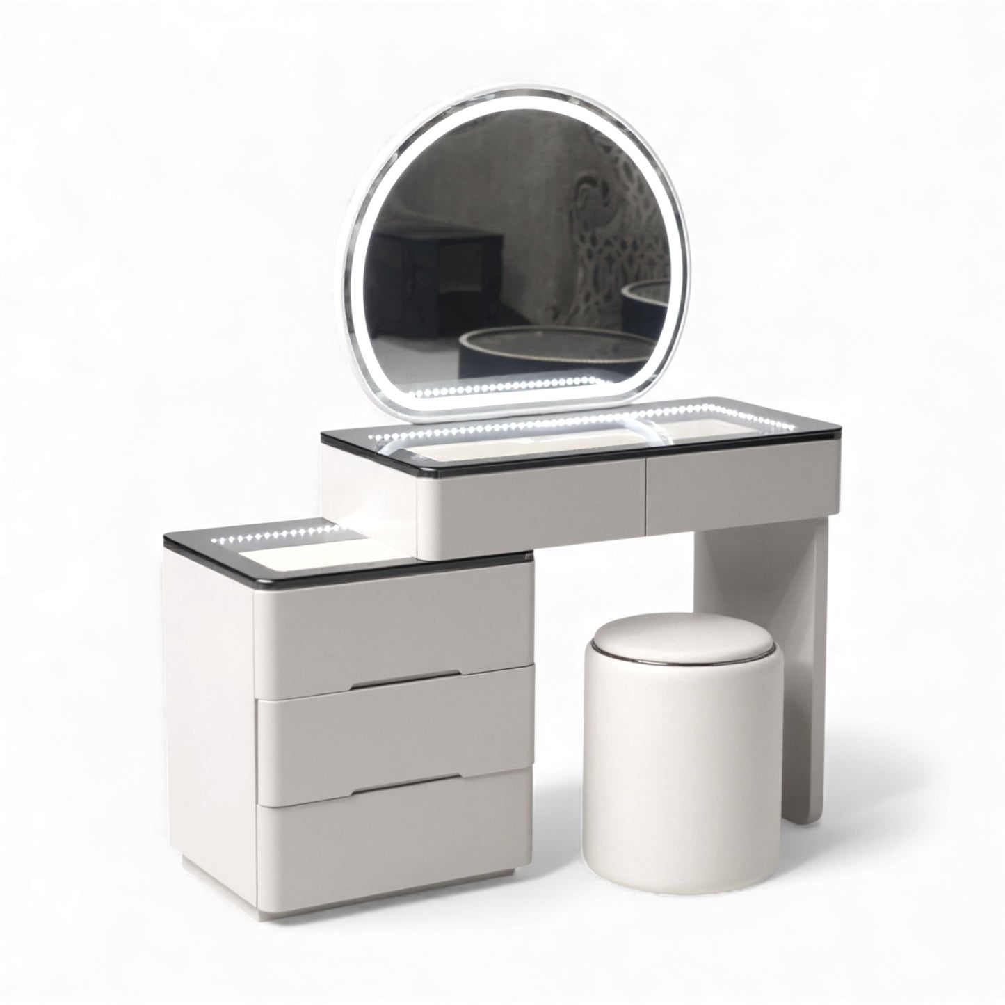Dressing Table With LED Mirror Grey Top 9904