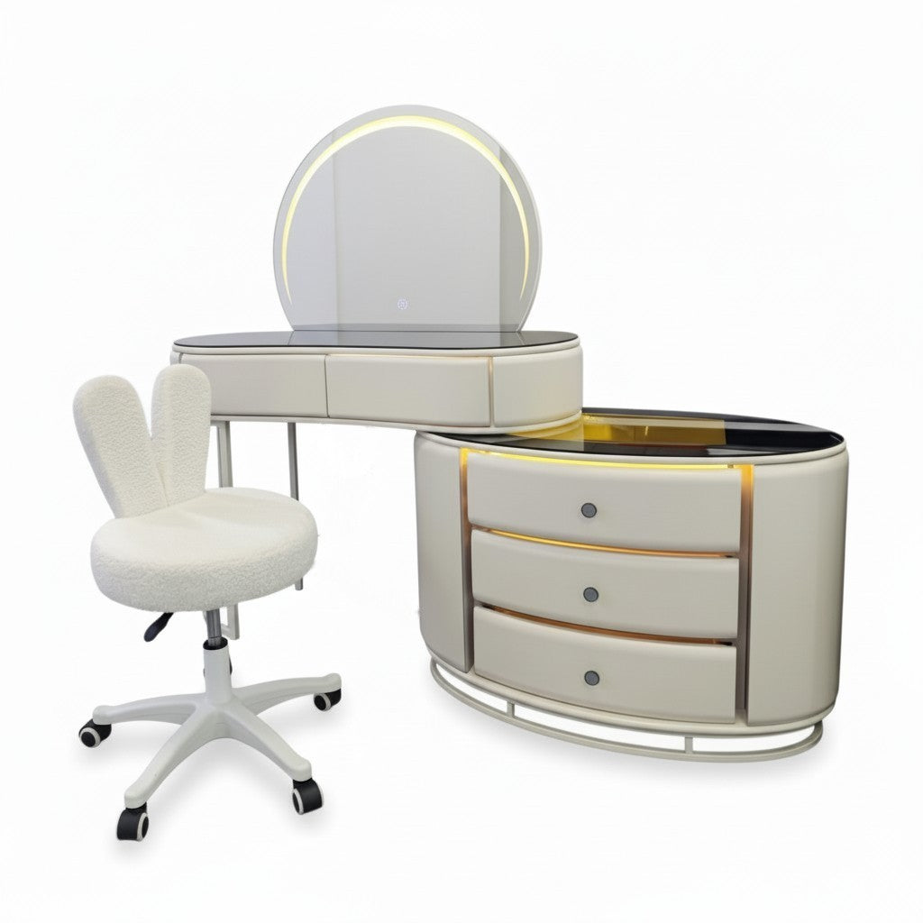 LED Dressing Table with Bunny Chair Cream