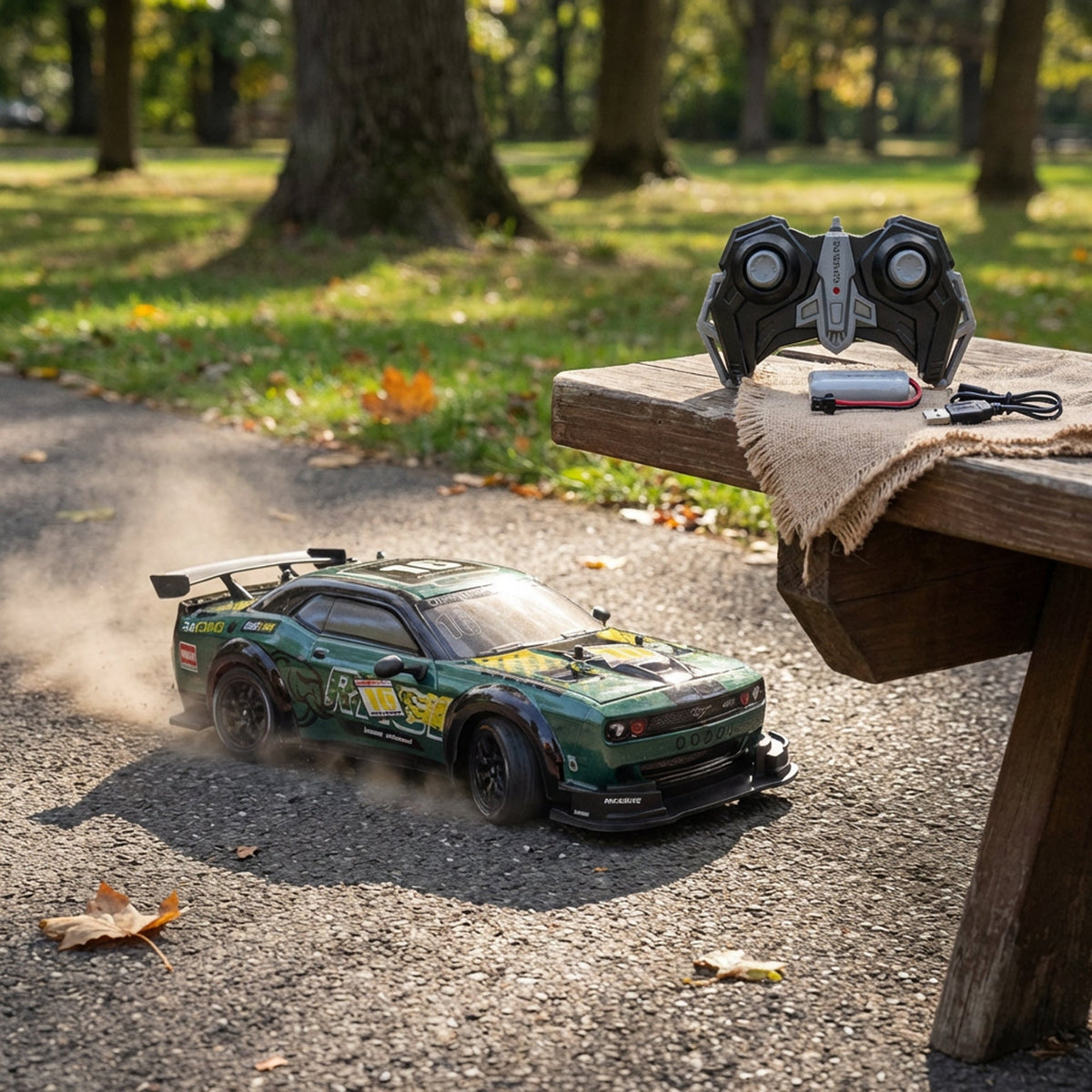RC Drift Model Car Green