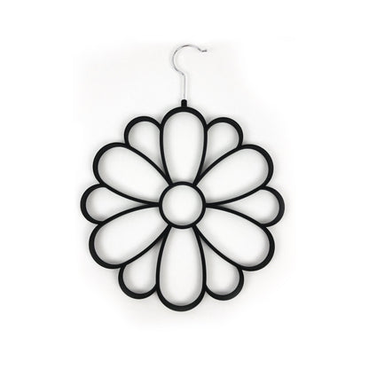 Velora velvet covered flower design scarf and accessory hanger in black