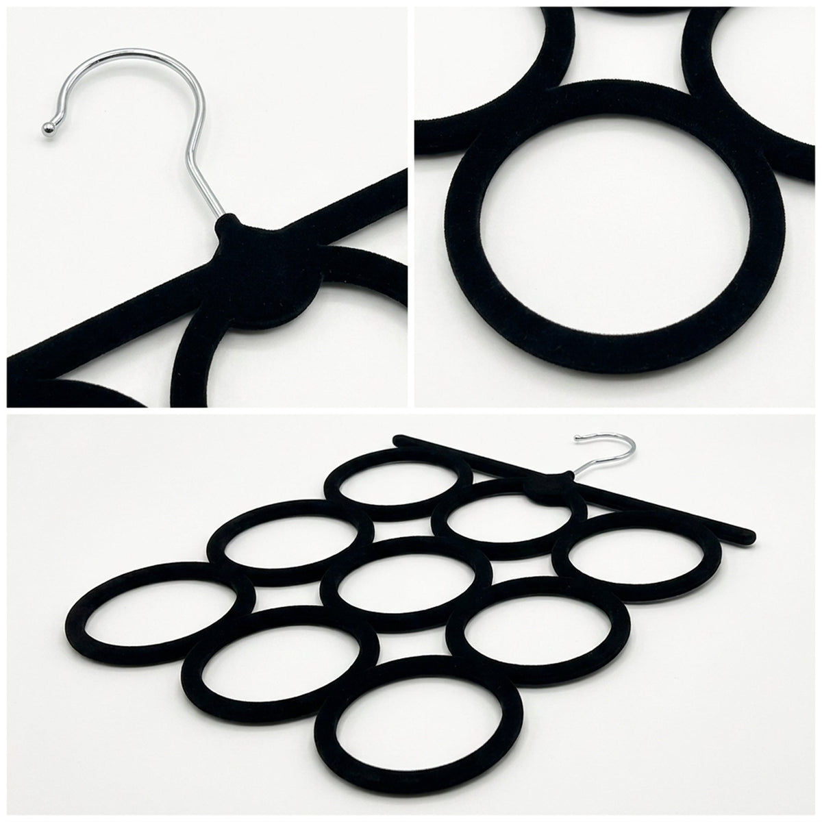 Nine ring velvet scarf hanger