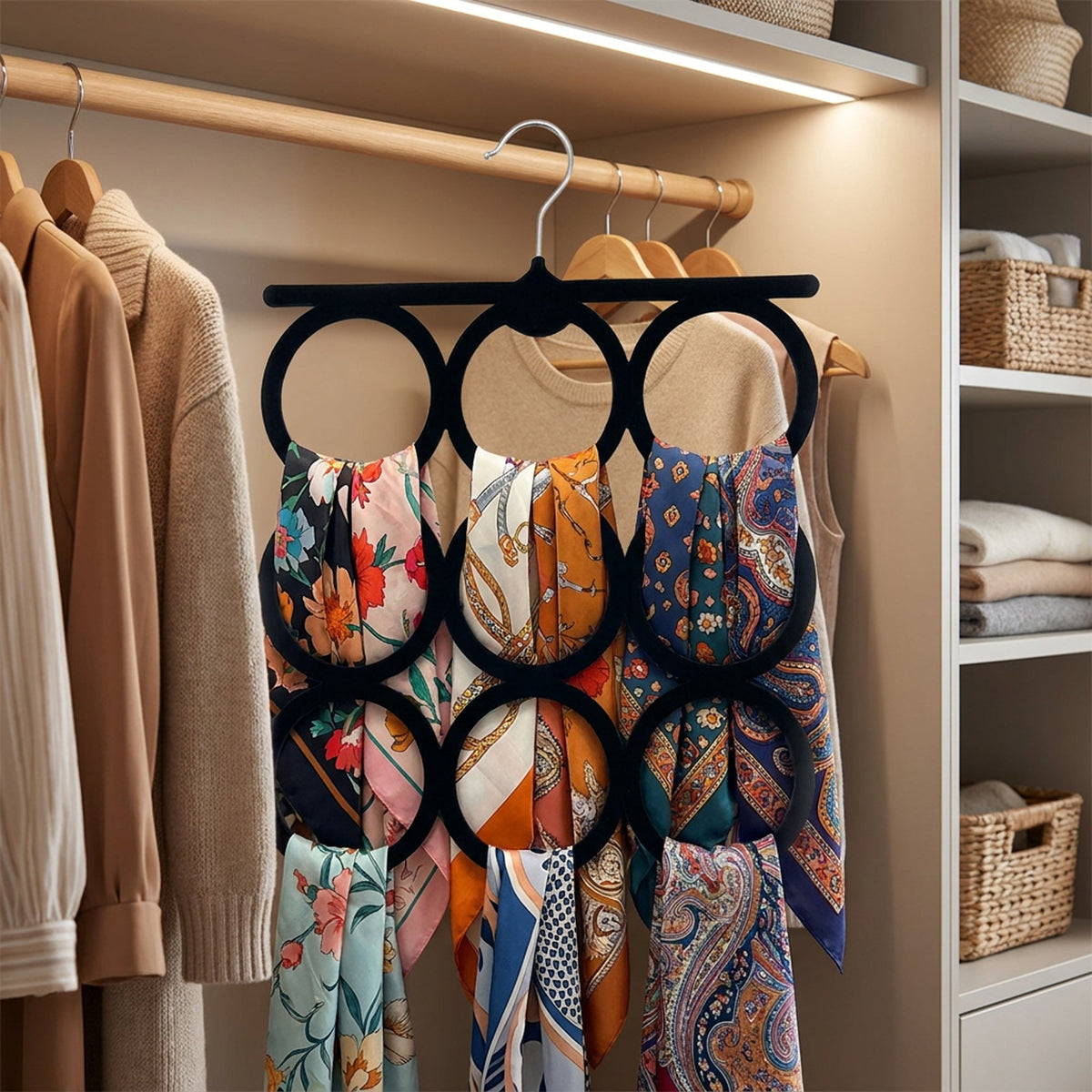 Scarf hanger holding accessories