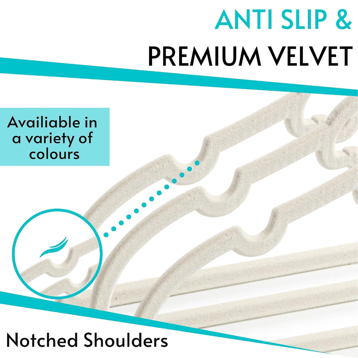 Cream kids velvet hangers on a rail