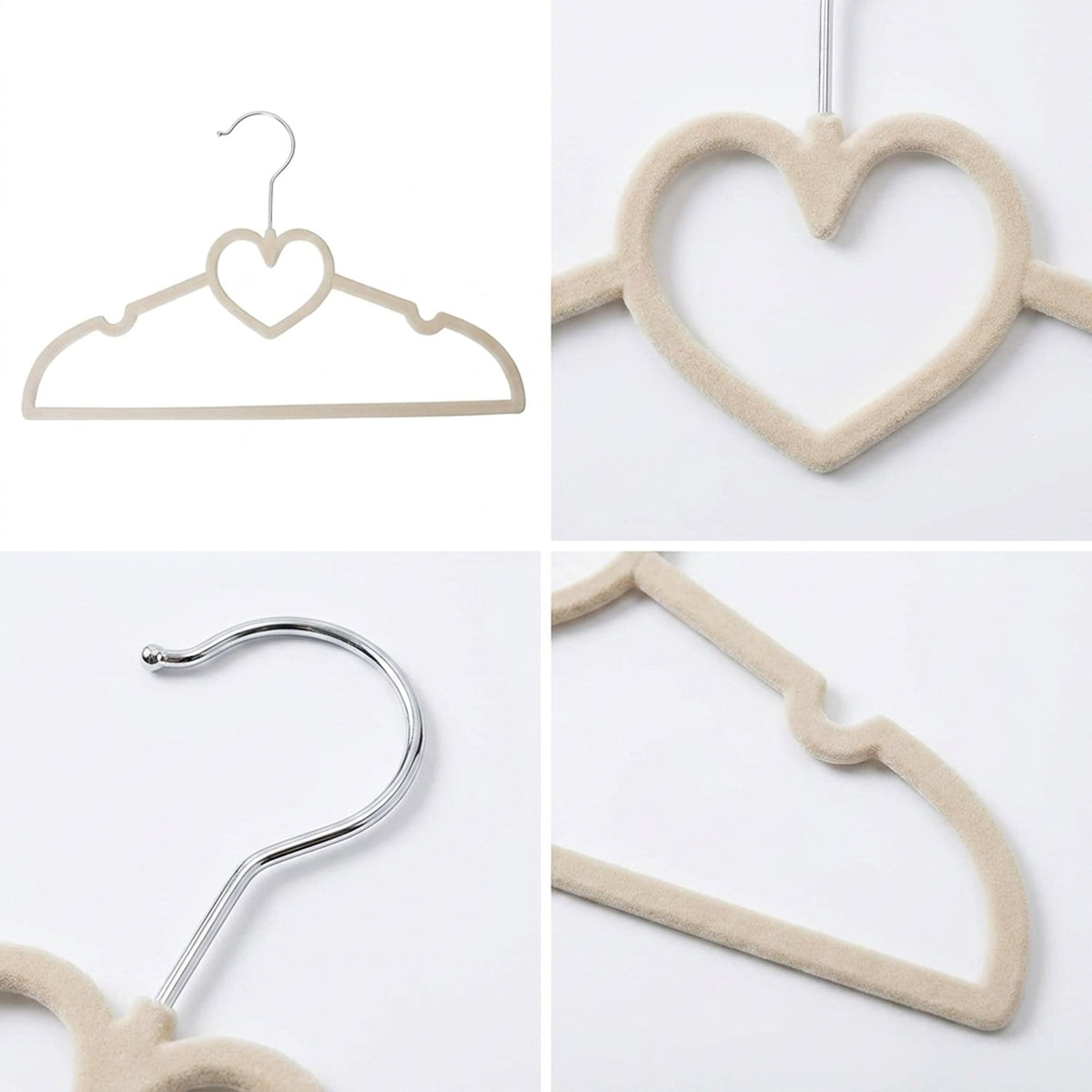 Kids velvet hanger chrome hook detail