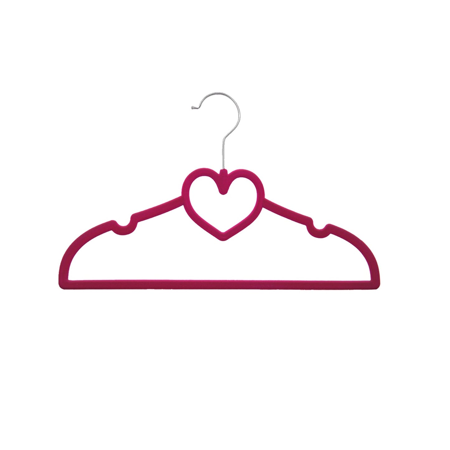 Dark pink children's velvet hangers on a rail