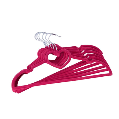 Velora 25 piece kids velvet hanger set in dark pink with chrome hooks
