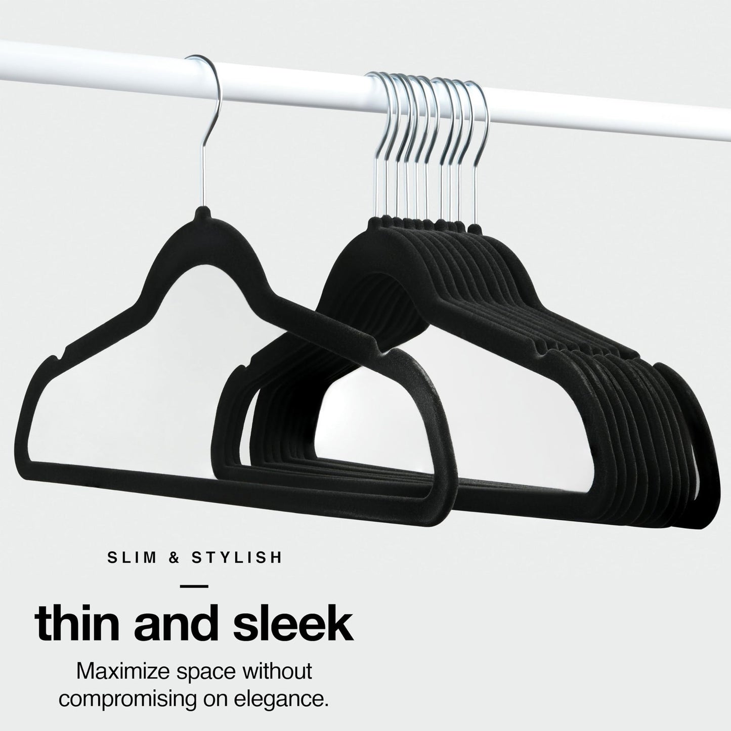 Slim black velvet clothes hangers