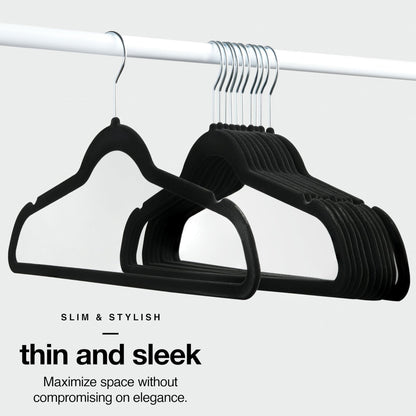 Slim black velvet clothes hangers