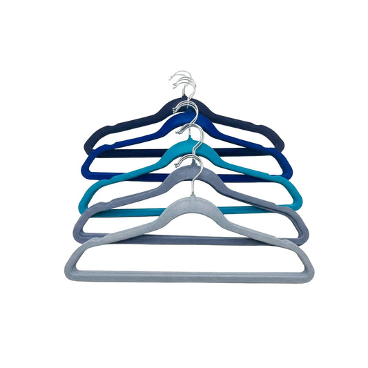 Velora 25 piece multicoloured velvet hanger set with chrome hooks