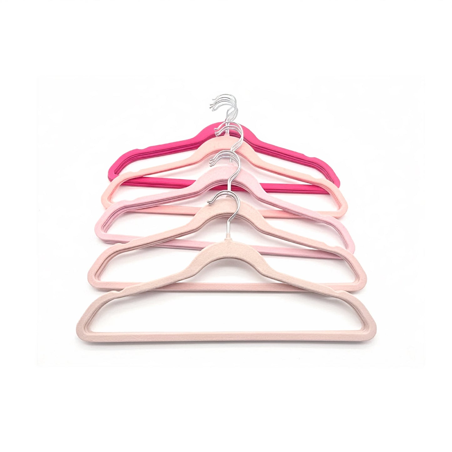 Velora 25 piece pink velvet hanger set with chrome hooks