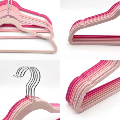 Slim pink velvet hangers