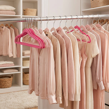Pink velvet hanger set of 25