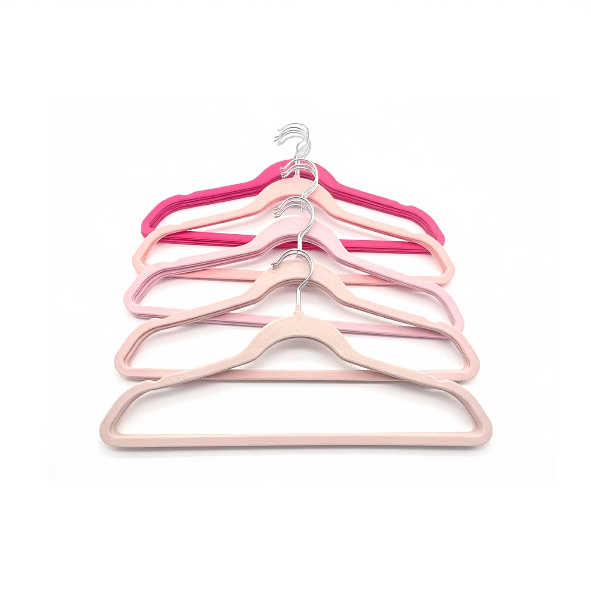 Velora 10 piece pink velvet hanger set with chrome hooks