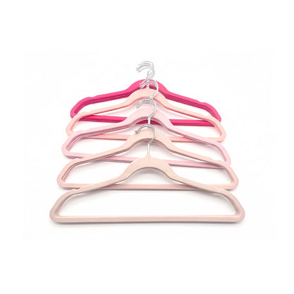 Velora 10 piece pink velvet hanger set with chrome hooks