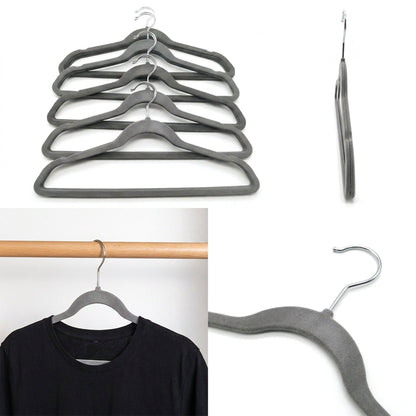 Grey velvet hanger chrome hook detail