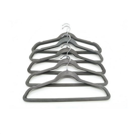 Velora 25 piece grey velvet hanger set with chrome hooks