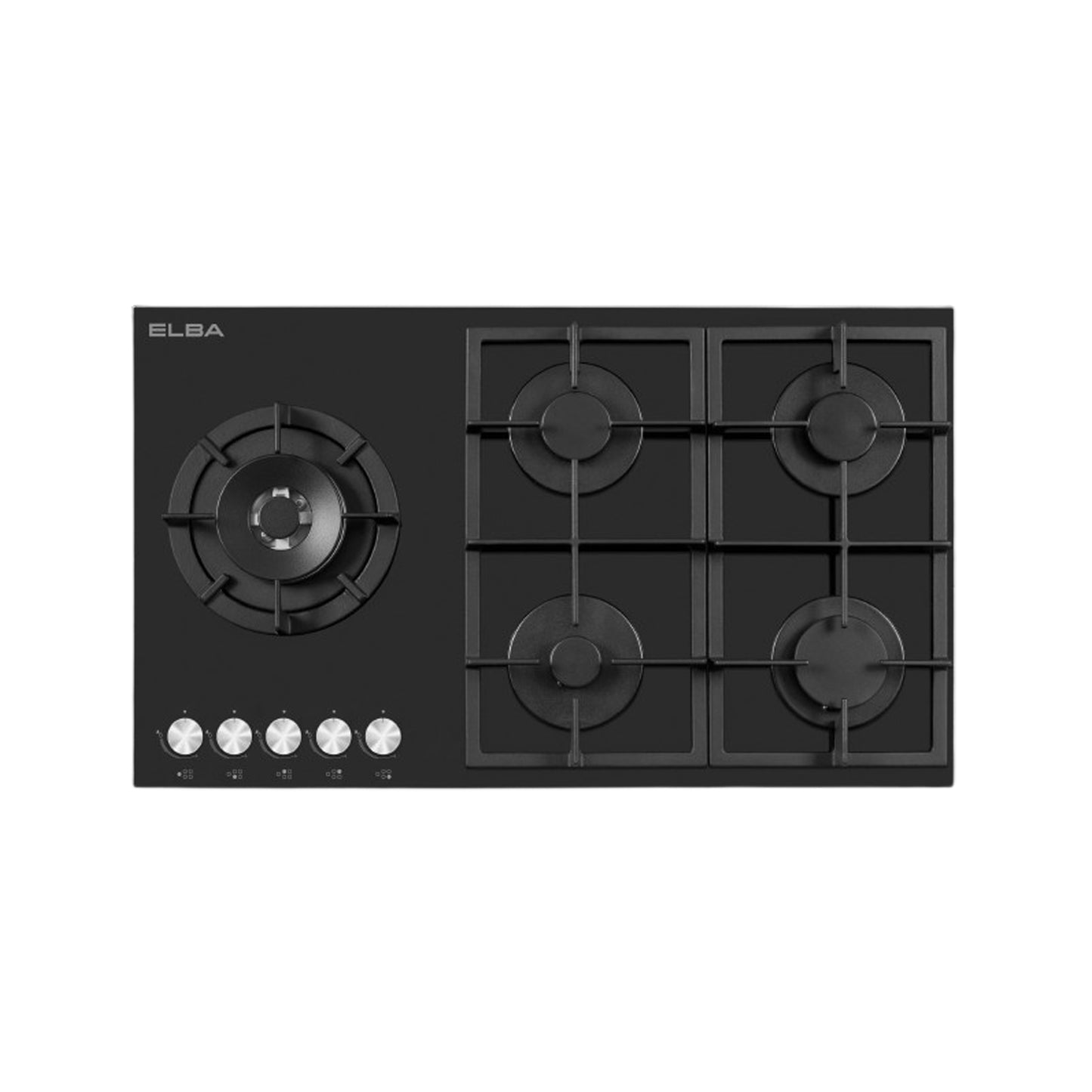 Elba 90cm 5 Burner Gas on Glass Hob Black - 04/T90-565G