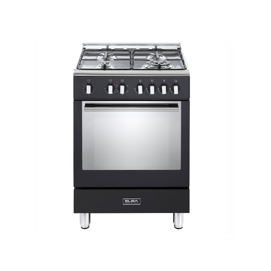 ELBA FUSION 60CM 4 BURNER GAS COOKER WITH ELECTRIC OVEN BLACK-6FX442B