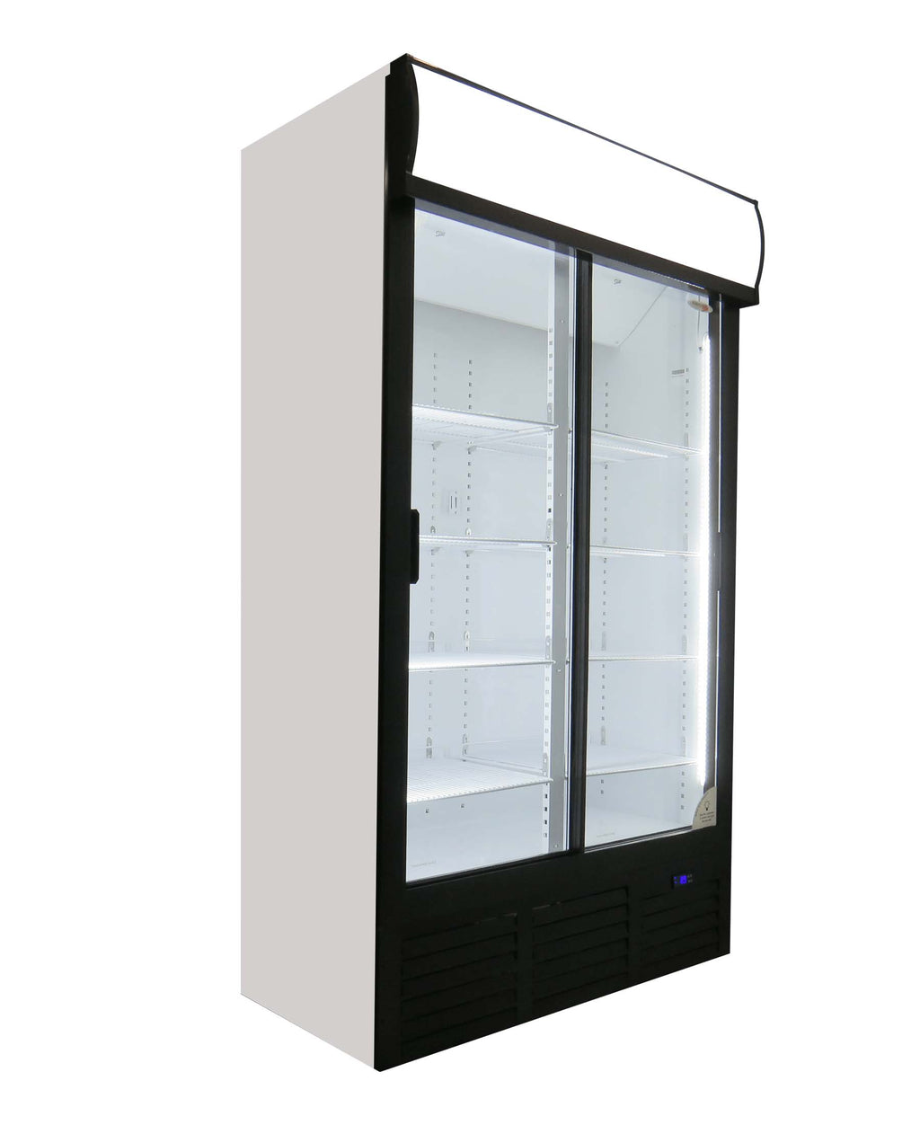 Fridge Star Sliding Double Door Beverage Cooler - Black & White