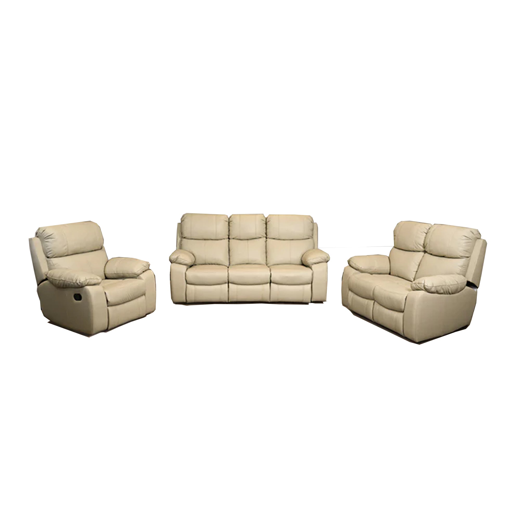 Earthline Reno Upper Leather 3.2.1 3 Action Recliner Lounge Suite Crea ...