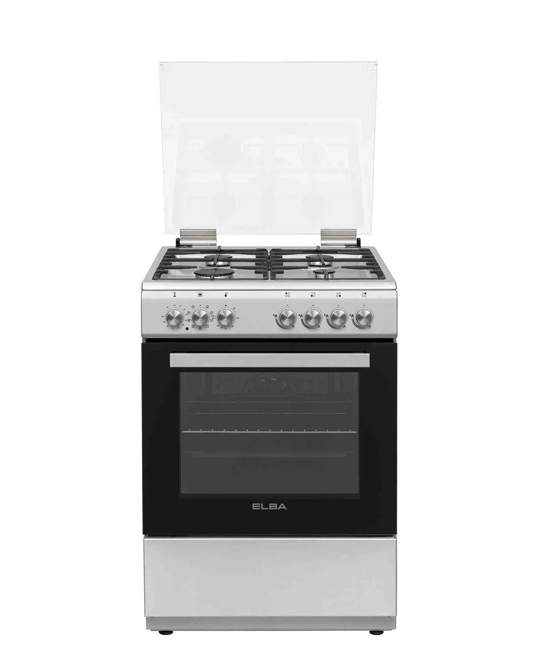 Elba Essential 60cm 4 Burner Gas Stove With Electric Oven - Silver