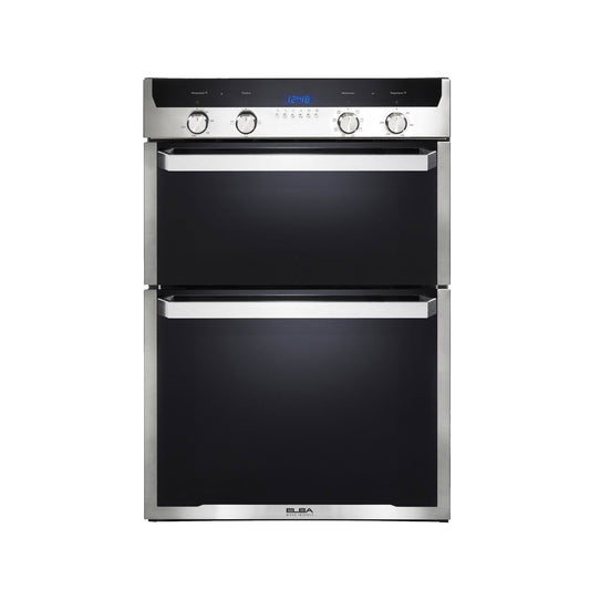 Elba Elio 60cm Multifunction Electric Double Oven - Silver & Black