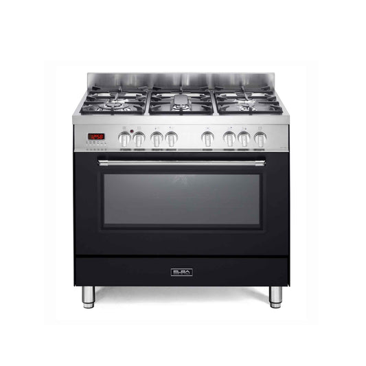Elba Excellence 90cm 5 Burner Gas Cooker With Electric Oven - Black