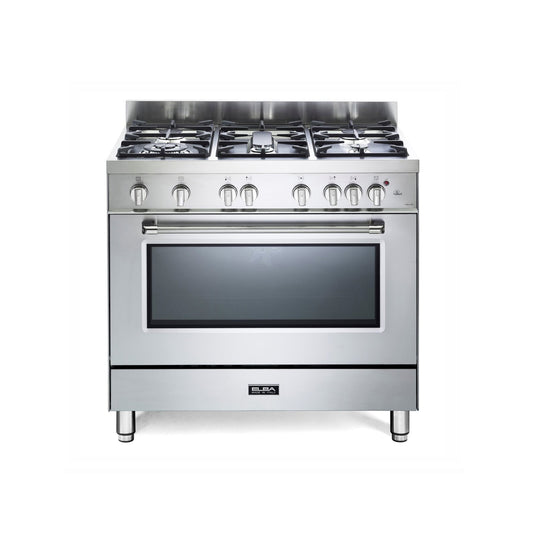 Elba Excellence 90cm 5 Burner Gas Cooker With Gas Oven - Silver