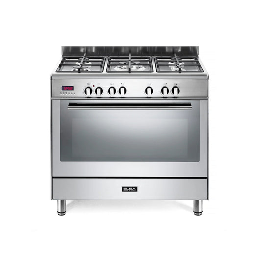 Elba Fusion 90cm 5 Burner Gas Cooker With Electric Oven - Silver