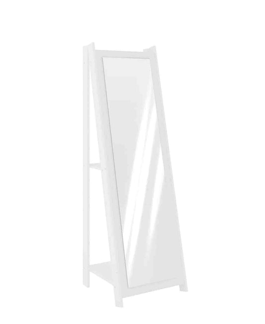 Freestanding Mirror With Shelves – White