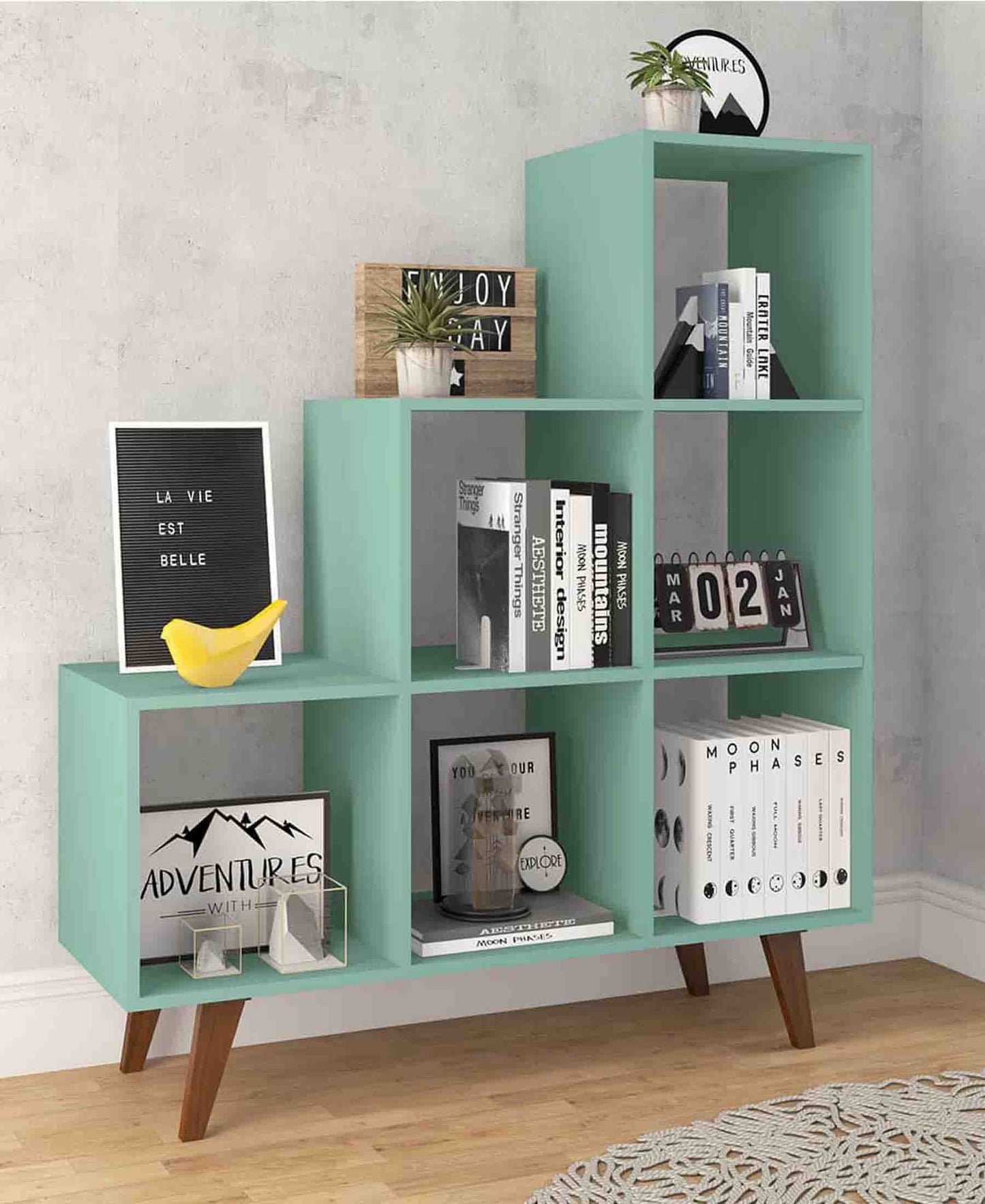 Modern Brazillian 6 Niche Shelf – Olive