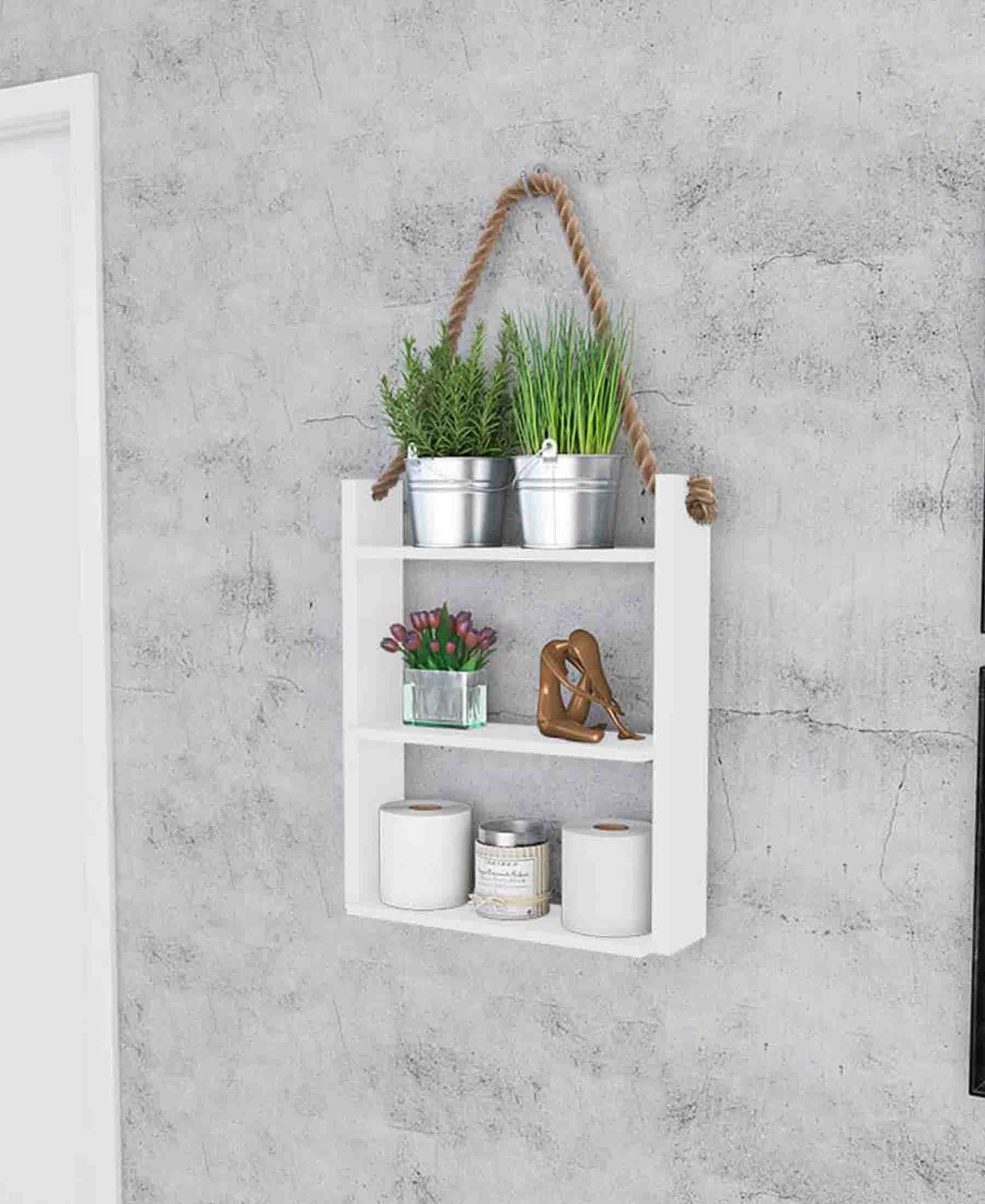 Suspended Three Tier Shelf - White