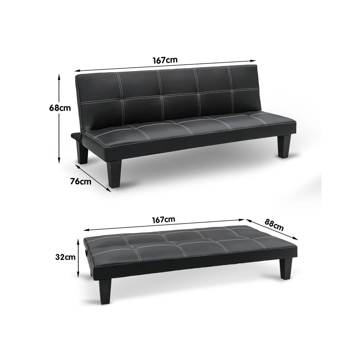 F113PVC Sofa Bed – Available in 3 Colours