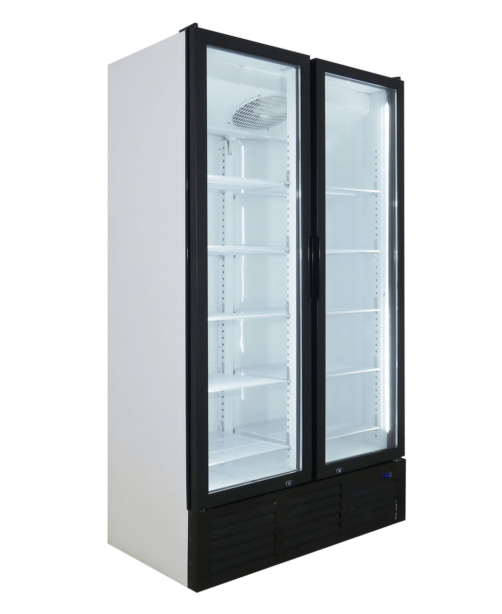 Fridge Star Hinged Full Double Door Beverage Cooler - Black & White