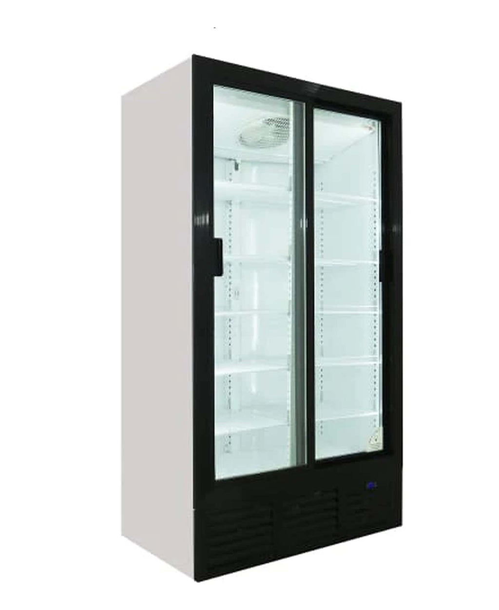 Fridge Star Sliding Double Full Door Beverage Cooler - Black & White