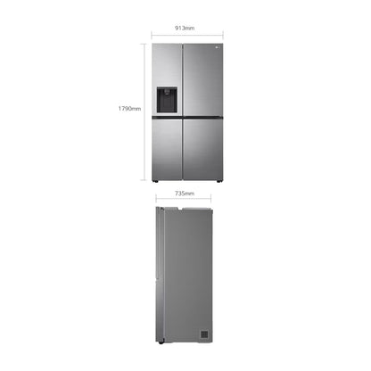 LG 611Lt Platinum Silver Door in Door Side by Side Refrigerator - GC-J257SLSS