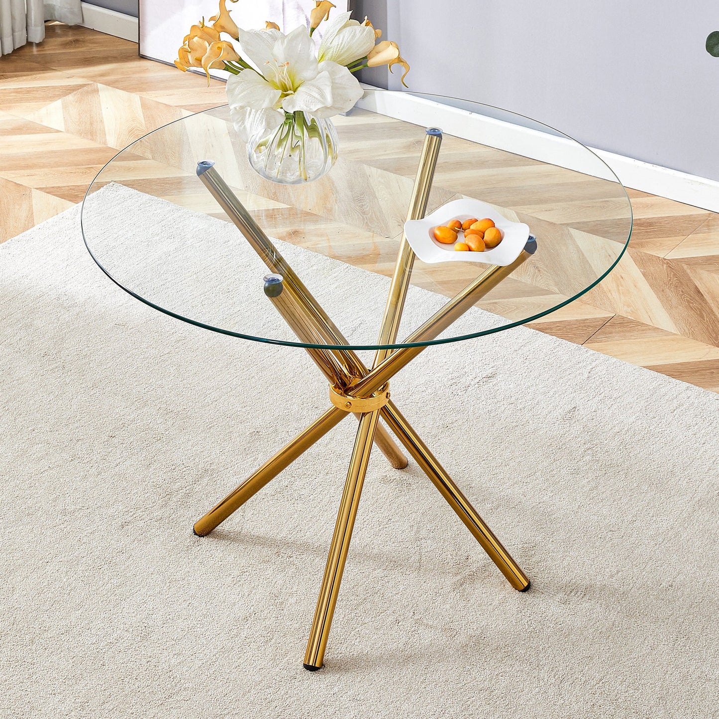 Gold Side Table Glass T-2-1