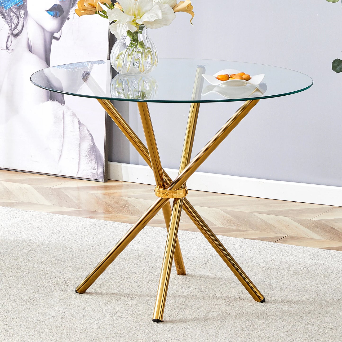 Gold Side Table Glass T-2-1