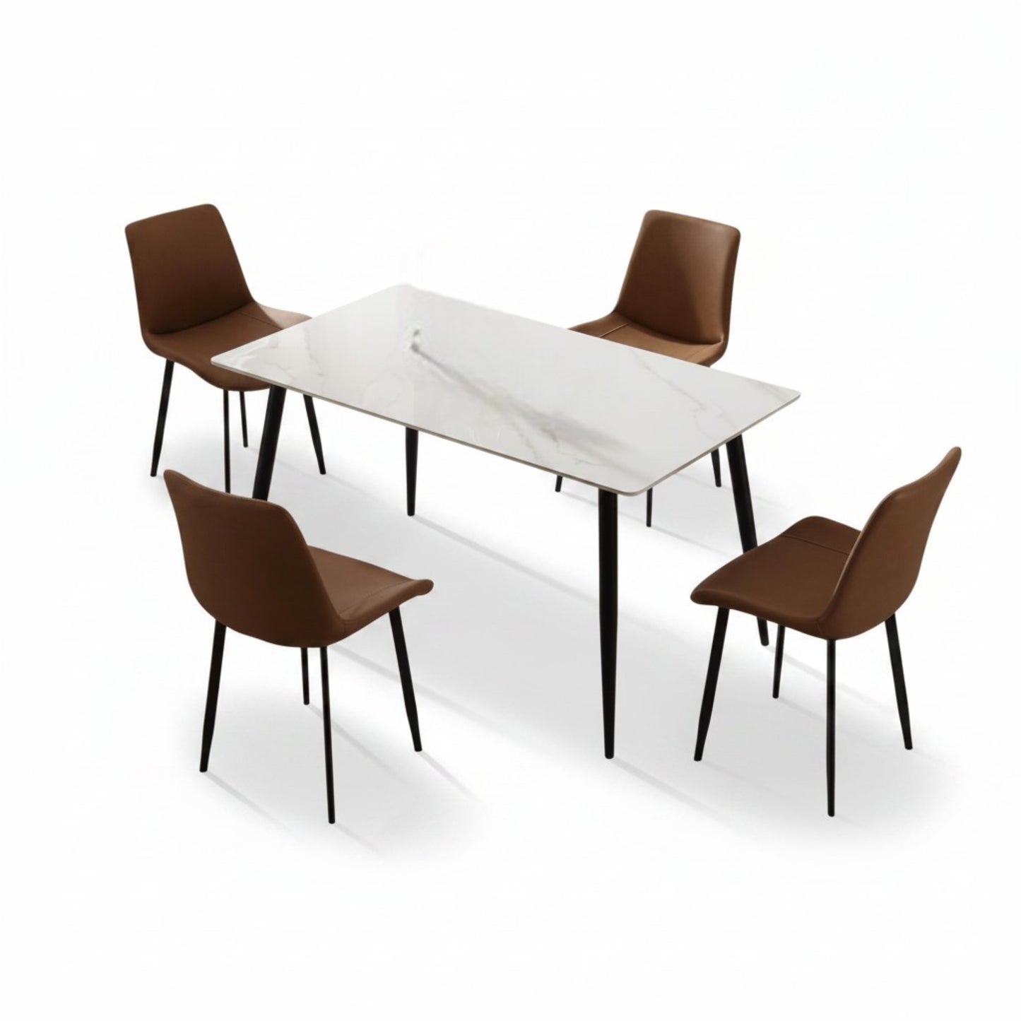 MF Grey Marble Dining Table Set 5 Piece