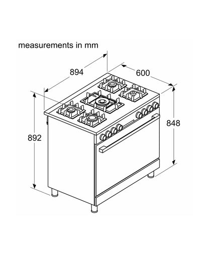 Bosch Series 8 Gas range cooker Black