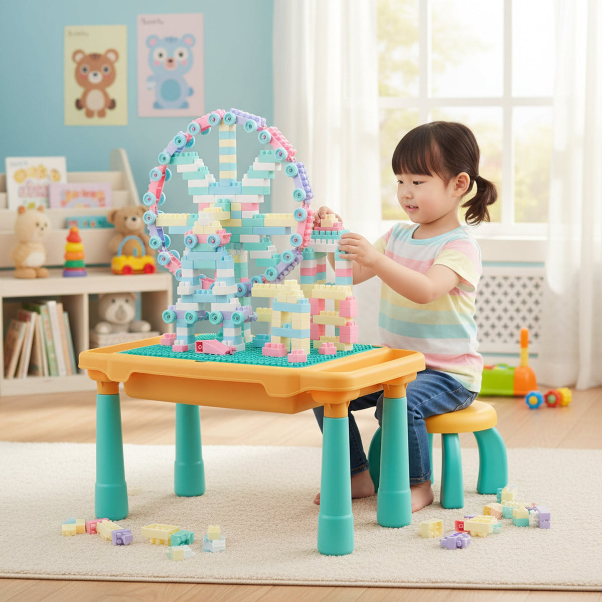 "Heart Design" Multifunction Building Table