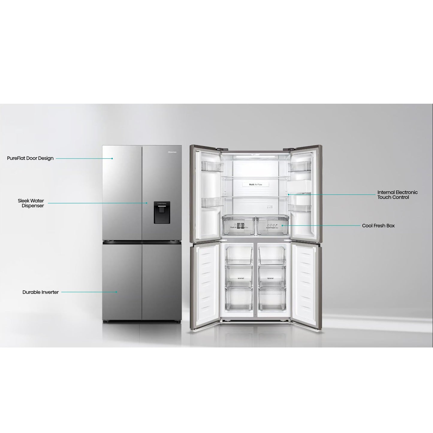 Hisense 392Lt Cross Door Refrigerator Stainless Steel