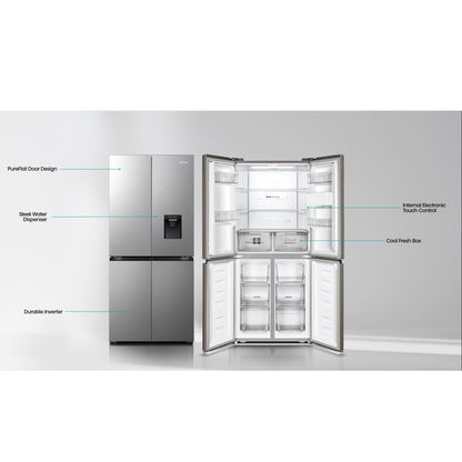 Hisense 392Lt Cross Door Refrigerator Stainless Steel