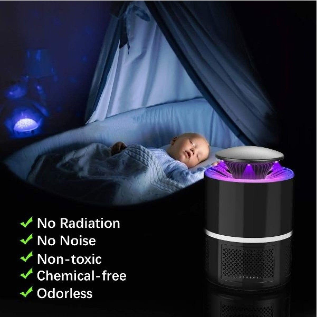 Homemax Electric Mosquito Killer USB Lamp Black