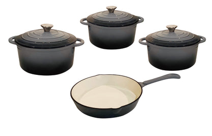 CTH 7 Piece Cast Iron Pot Set Grey