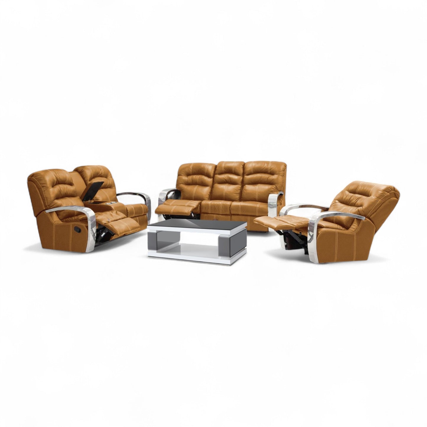 Gemini 3 Piece 5 Action Swivel Rocker Recliner Lounge Suite + Console