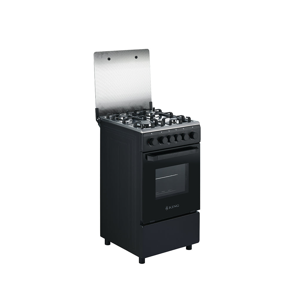 King 50x50 Full Gas Stove with Grill & Full Gas Safety – Matt Black KGP5050BFFD